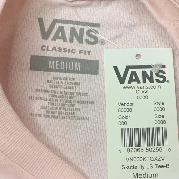 Vans Pink Skull Skutterfly T-Shirt LS Medium NWT - Picture 4 of 7